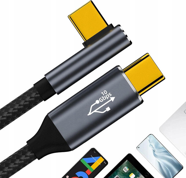 Kabel USB-C USB 3.2 Typ C - Type C Kątowy 90 Fast Charge 10GBPS 4K 3m