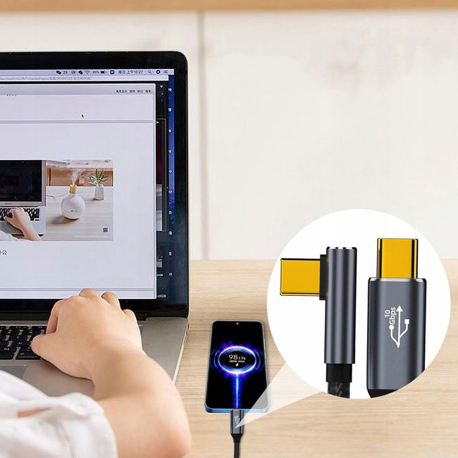 Kabel USB-C USB 3.2 Typ C - Type C Kątowy 90 Fast Charge 10GBPS 4K 3m