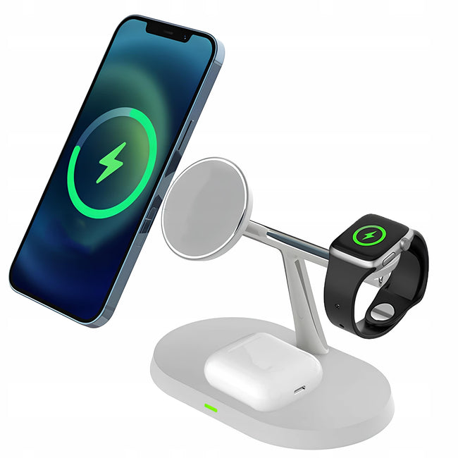 Ładowarka Bezprzewodowa (indukcyjna) 3w1 - iPhone, Airpods, Apple Watch - Biały
