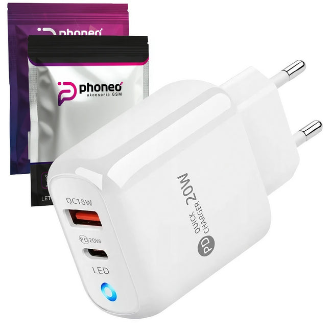 Ładowarka Sieciowa Phoneo Quick Charge z LED - Moc 20W