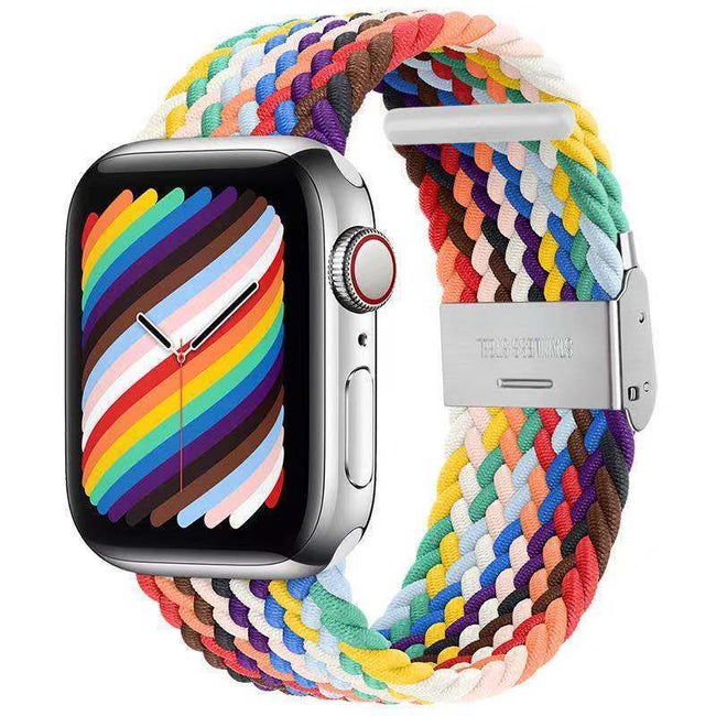 Pasek Pleciony, Opaska do Apple Watch - 38 / 40 / 41mm - Tęczowy