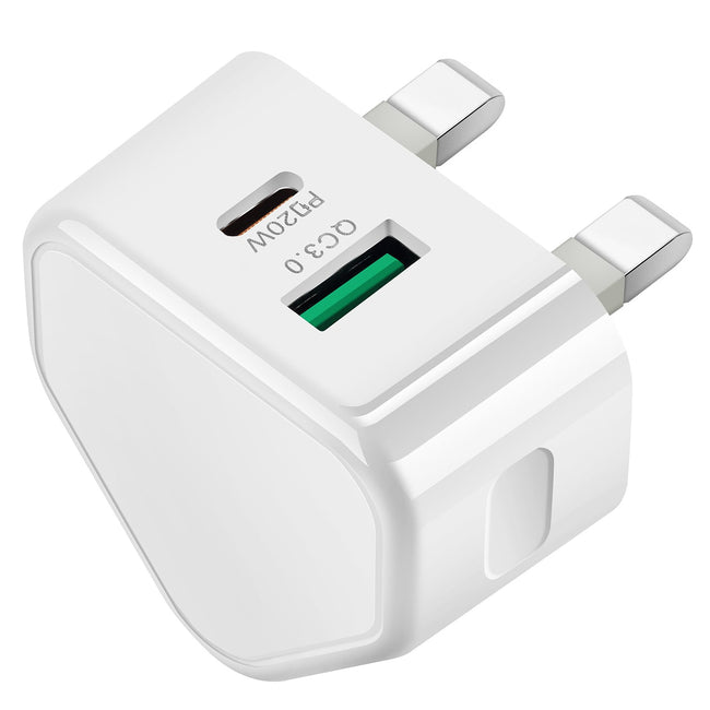 Ładowarka Sieciowa Phoneo 20W z USB i USB-C - Wtyczka Angielska (UK / TYP-G)