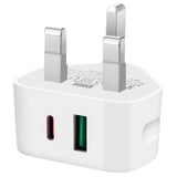 Ładowarka Sieciowa Phoneo 20W z USB i USB-C - Wtyczka Angielska (UK / TYP-G)