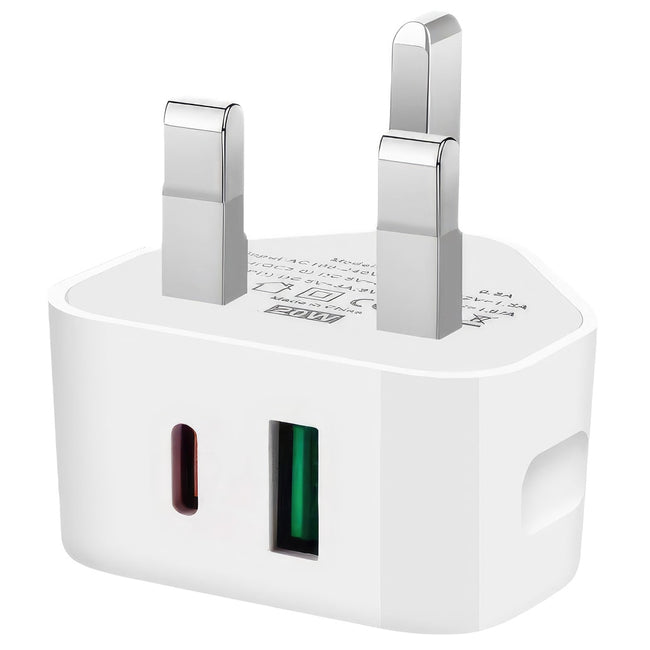Ładowarka Sieciowa Phoneo 20W z USB i USB-C - Wtyczka Angielska (UK / TYP-G)