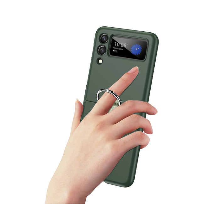 Etui z Ringiem Flip Case do Samsung Galaxy Z Flip 4 - Ciemno Zielony