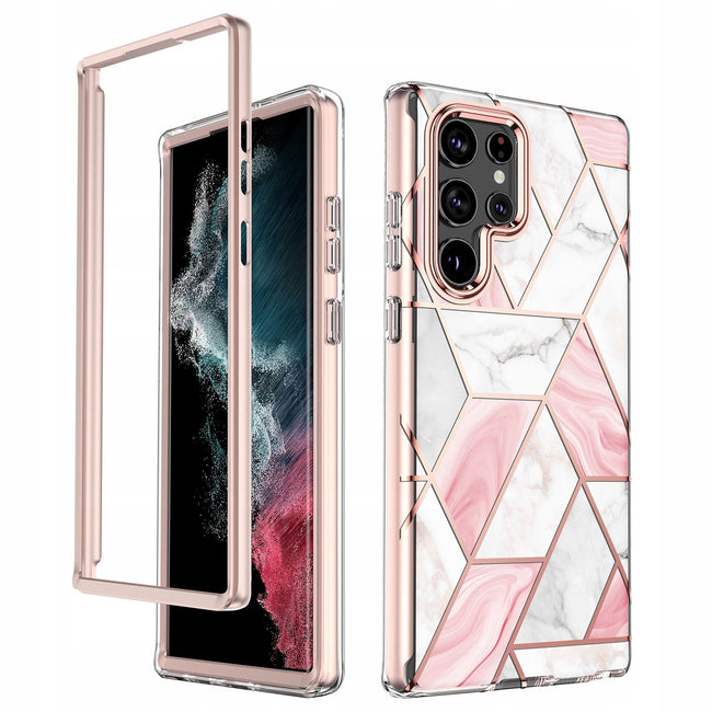 Etui Pancerne Marmur + Folia Hydrożelowa - Samsung Galaxy S23 Ultra
