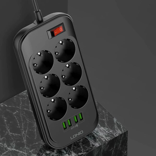 LDNIO® Listwa Zasilająca, Przedłużacz, 6 Gniazd - 2 Metry