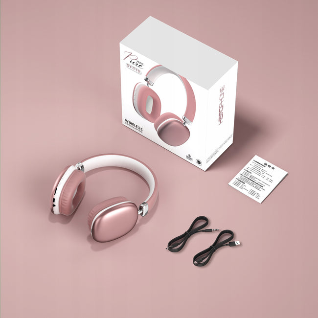 Słuchawki Bluetooth Nauszne SY-T10 - Różowe