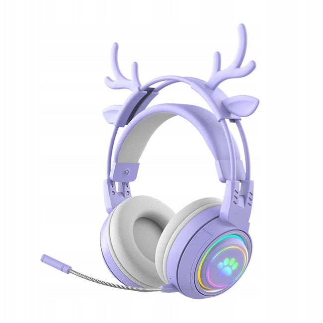 Słuchawki Gamingowe Bluetooth - Kocie Uszy - Fioletowe