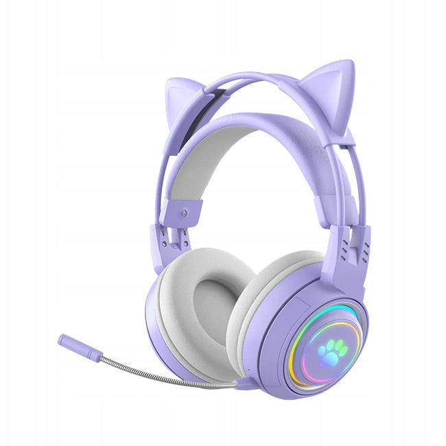 Słuchawki Gamingowe Bluetooth - Kocie Uszy - Fioletowe