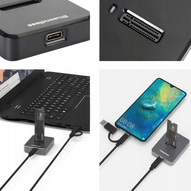 Stacja dokująca dysków SSD M.2 2w1 SATA/PCIe NGFF/NVMe USB typ C 3.1 10GB/s