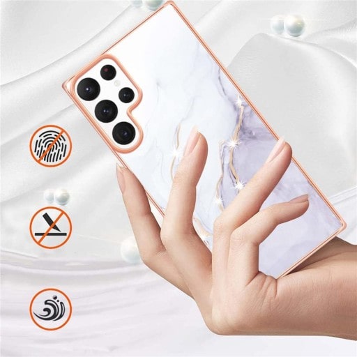 Etui Marmurowe Marble Case Samsung Galaxy S23 Ultra - Rose Gold
