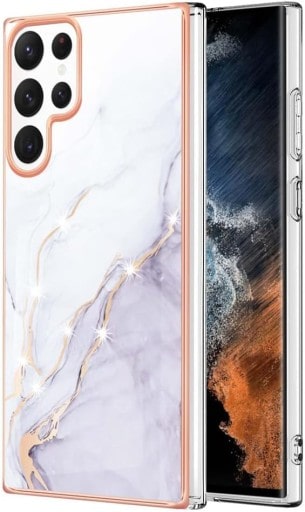 Etui Marmurowe Marble Case Samsung Galaxy S23 Ultra - Rose Gold