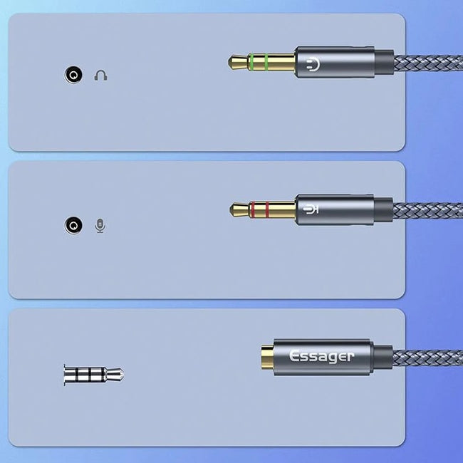 Rozdzielacz (Splitter) - Słuchawki z Mikrofonem na 2x Mini Jack 3,5 mm (AUX)