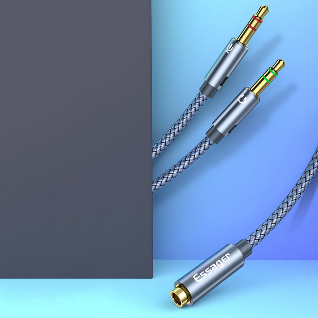 Rozdzielacz (Splitter) - Słuchawki z Mikrofonem na 2x Mini Jack 3,5 mm (AUX)