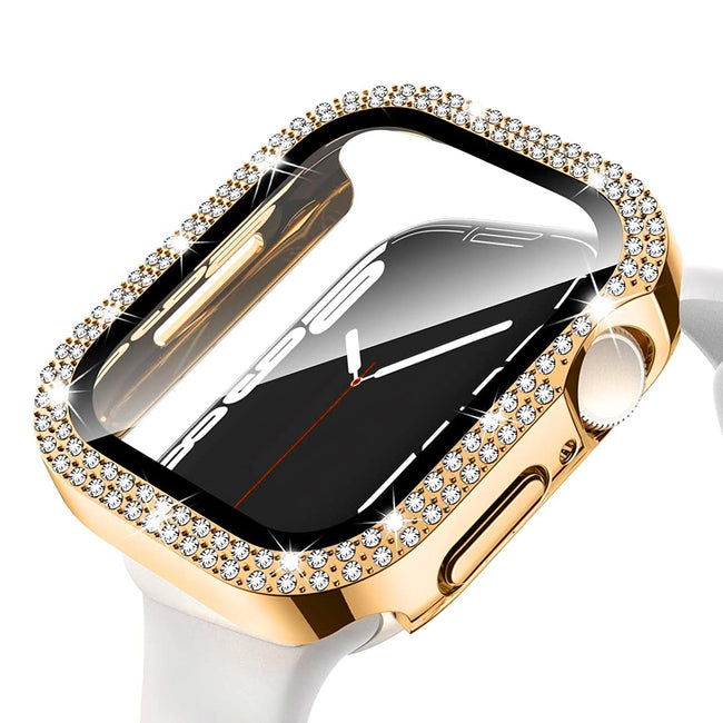 Etui z Diamencikami Phoneo® + Szkło do Apple Watch - 41 mm - Złoty