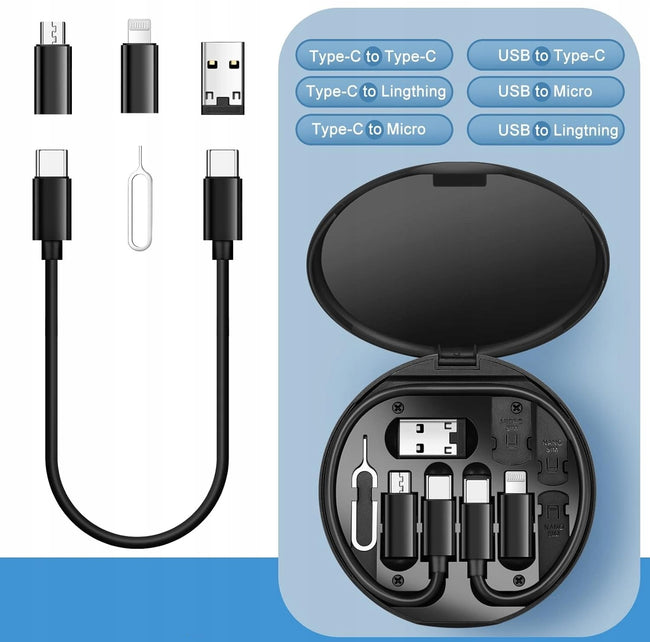 Zestaw Adapterów 5w1 + Kabel USB-C (MicroUSB, Lightning, USB-C, USB-A)