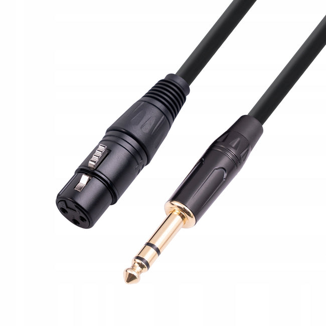 Kabel Mikrofonowy - XLR Żeński TRS Jack 6,3mm - 1m