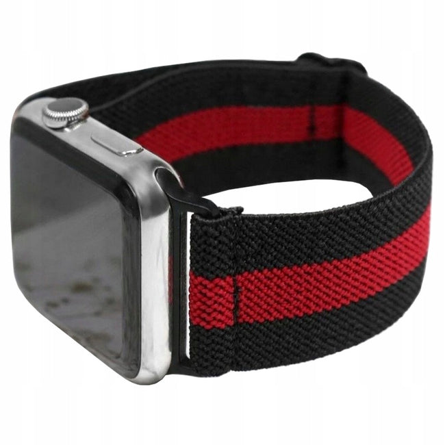 Pasek Materiałowy, Opaska Phoneo® do Apple Watch - 42 / 44 / 45 / 49 mm - Czarno-Czerwony