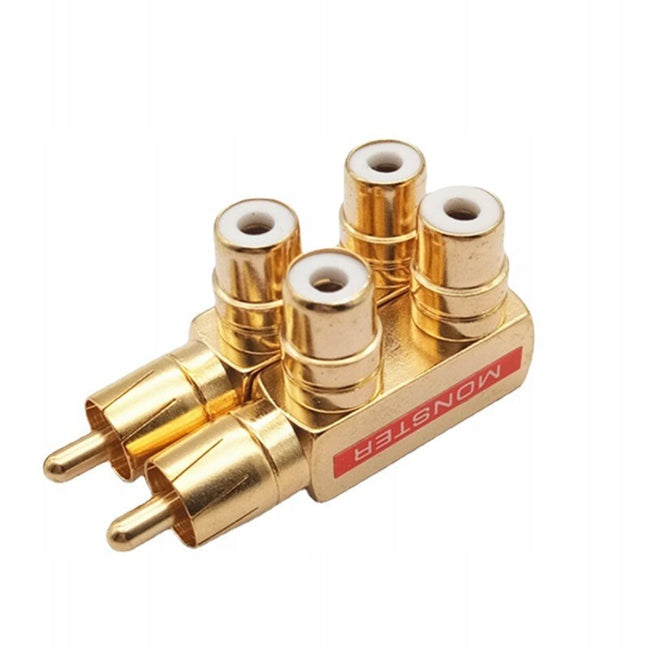 Rozdzielacz / Adapter Cinch RCA Męski do 2x Cinch RCA Żeński - 2szt.