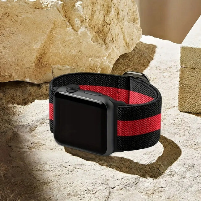 Pasek Materiałowy, Opaska Phoneo® do Apple Watch - 42 / 44 / 45 / 49 mm - Czarno-Czerwony