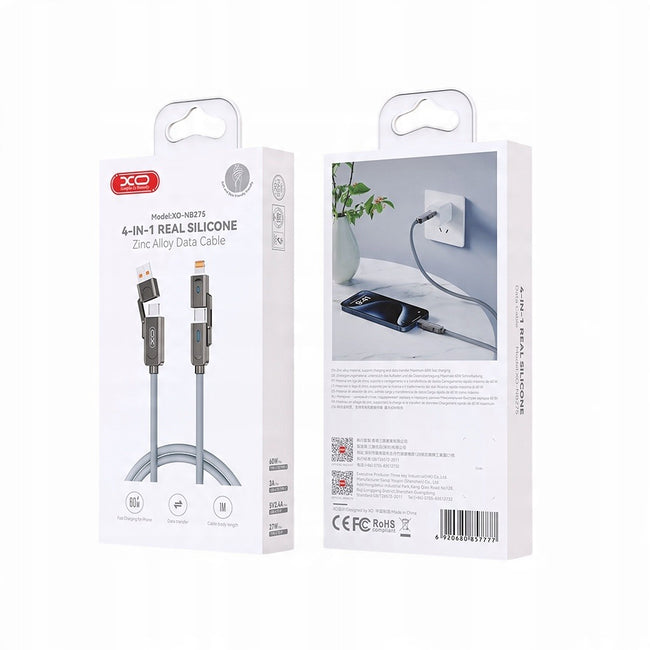 Kabel XO NB275 - 4w1 USB-C/Lightning + USB-C/USB - 1 metr