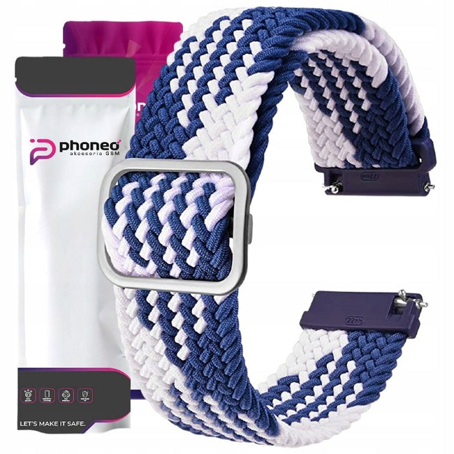 Pasek Phoneo® do Smartwatcha, Zegarka - Uniwersalny - 20 mm - Pleciony Niebiesko-Biały