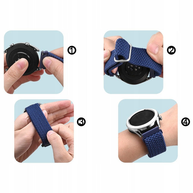 Pasek Phoneo® do Smartwatcha, Zegarka - Uniwersalny - 20 mm - Pleciony Niebiesko-Biały