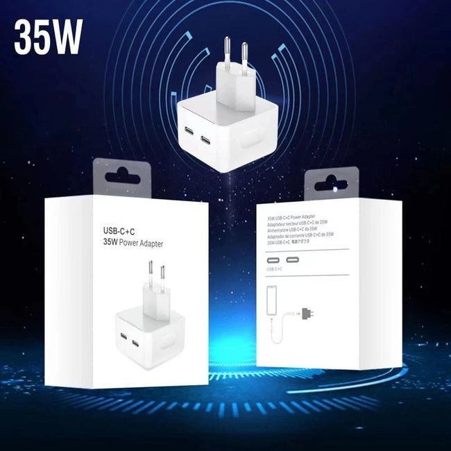 Ładowarka Sieciowa Szybka (35W) 2xUSB-C do iPhone, iPad, MacBook