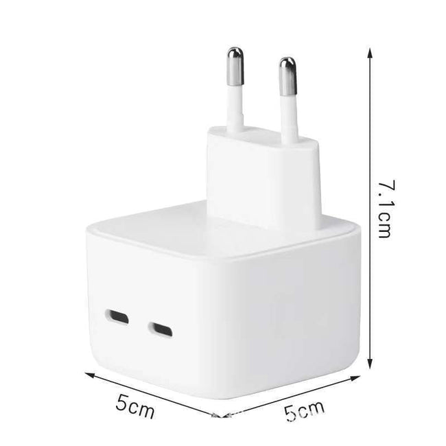 Ładowarka Sieciowa Szybka (35W) 2xUSB-C do iPhone, iPad, MacBook