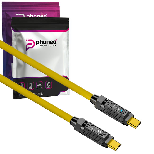 Wzmacniany Kabel Phoneo® USB-C do USB-C Męski - 20GBPS 140W 8K 60Hz - 100 cm