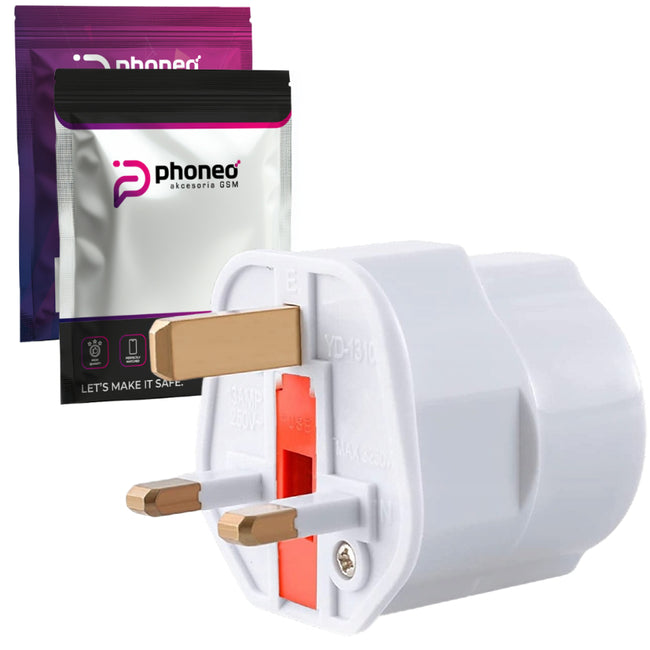 Adapter Phoneo Wtyczka EU (PL) na UK z Bezpiecznikiem