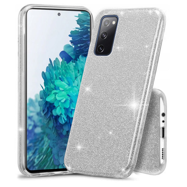 Etui Brokatowe Shine Case - Xiaomi Redmi Note 10 Pro / 10 Pro Max - Srebrny