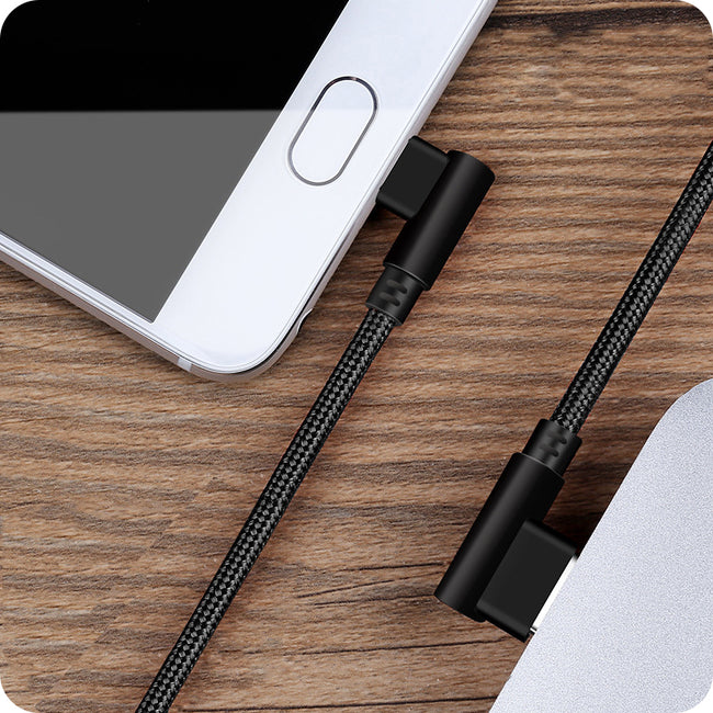 Kabel Kątowy, Pleciony - 1 Metr (USB-C/Lightning/Micro USB)