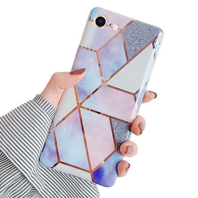 Etui Marble Gold Case - iPhone SE 2020 / SE 2022 (SE3) - Fioletowy
