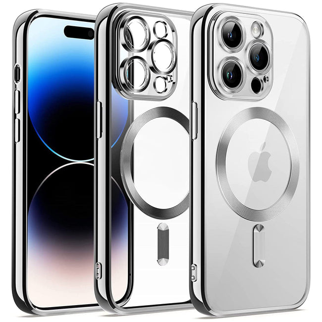 Etui Silikonowe Camera Protect do Magsafe - iPhone 14 Pro Max - Srebrny