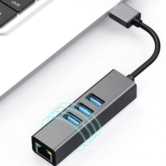 Karta Sieciowa USB 3.0 + Hub (3x USB), Gigabit Ethernet, RJ45