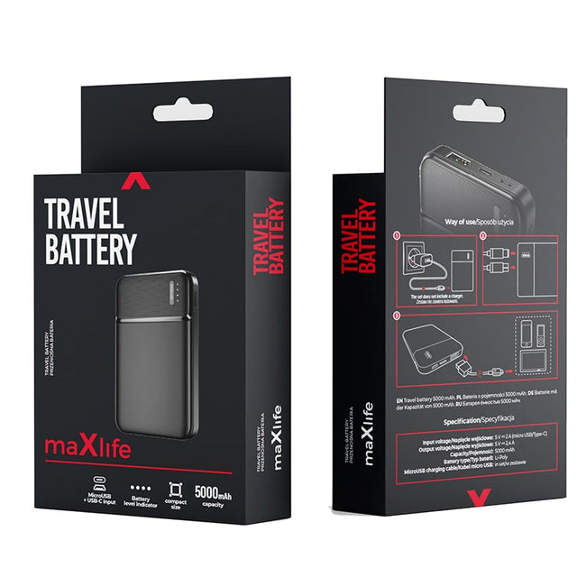 Powerbank maXlife - 5000 mAh - Czarny