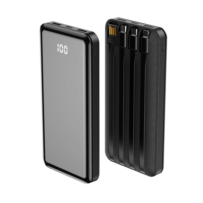 Powerbank Forever z Wbudowanymi Kablami- 10000 mAh - Czarny