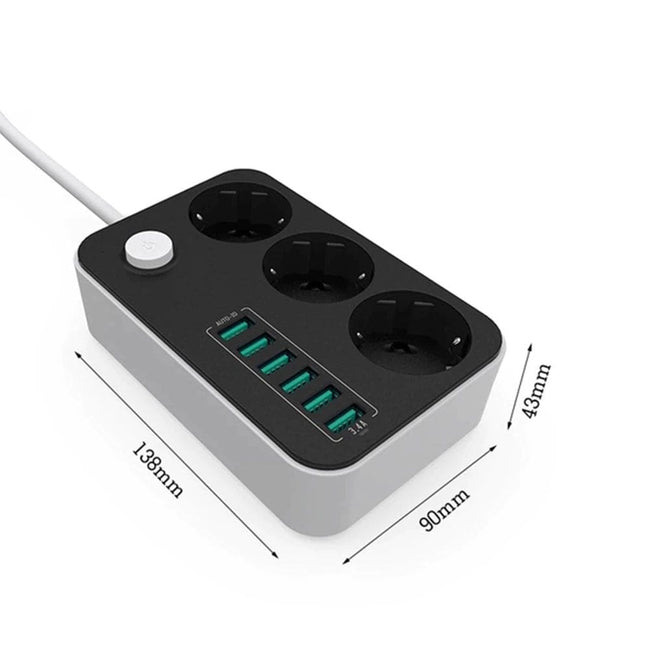 LDNIO® Listwa Zasilająca, Przedłużacz, 3 Gniazda - 1,6 Metra