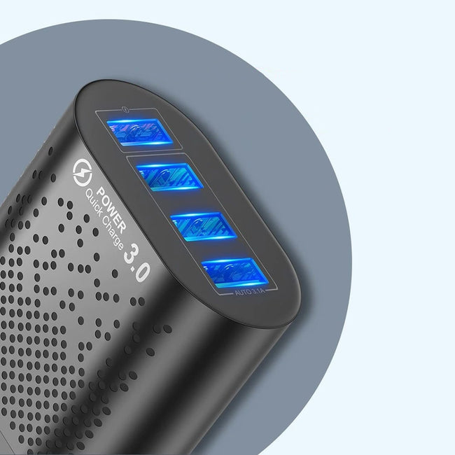 Ładowarka Sieciowa - Szybkie Ładowanie, LED, 4x USB