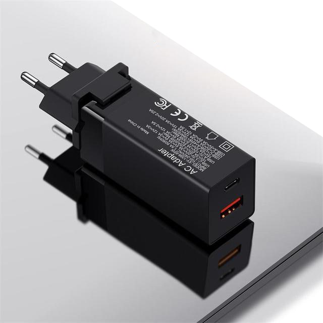 Ładowarka Sieciowa, Szybkie Ładowanie, USB + PD - GaN 65W