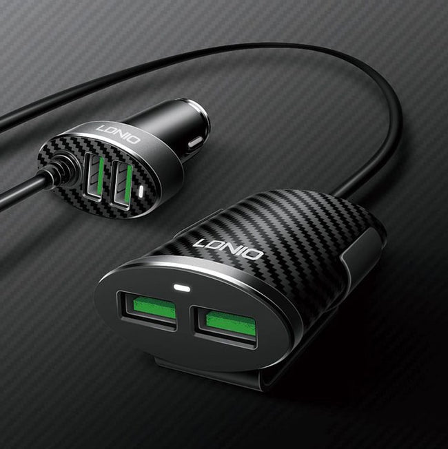 LDNIO® Ładowarka Samochodowa + Przedłużacz, 4x USB