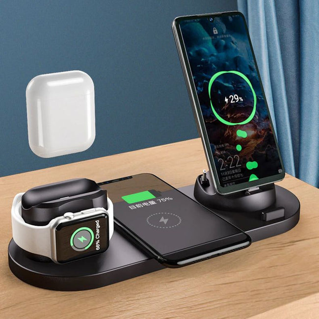 Ładowarka Bezprzewodowa Indukcyjna iPhone (Apple Watch, AirPods, Android) - 6w1