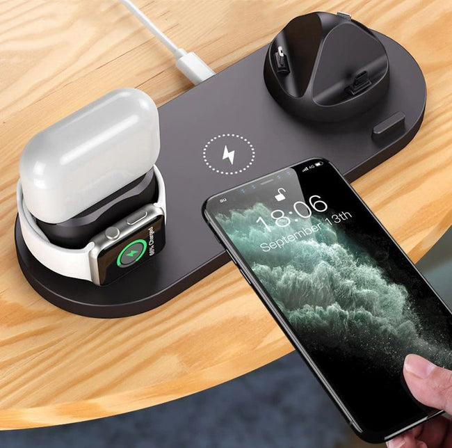 Ładowarka Bezprzewodowa Indukcyjna iPhone (Apple Watch, AirPods, Android) - 6w1