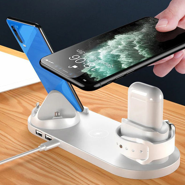 Ładowarka Bezprzewodowa Indukcyjna iPhone (Apple Watch, AirPods, Android) - 6w1