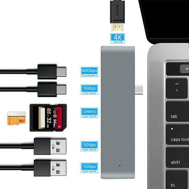 Adapter 7w1 HUB USB-C HDMI 4K SD Macbook Pro / Air