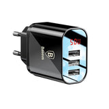 Baseus Ładowarka Sieciowa Mirror Travel - Szybkie Ładowanie, 3x USB