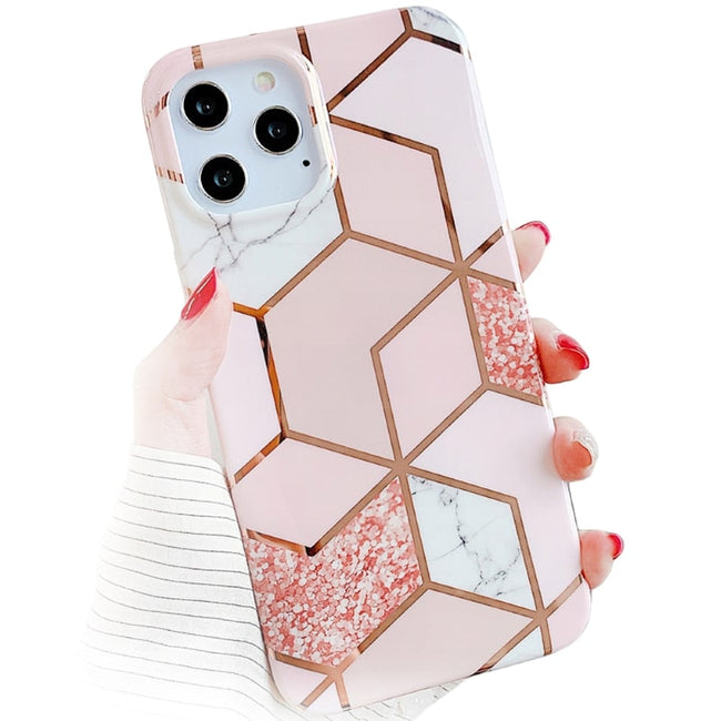 Etui Marble Gold Case - iPhone 11 Pro - Różowy