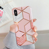 Etui Marble Gold Case - iPhone X / XS - Różowy